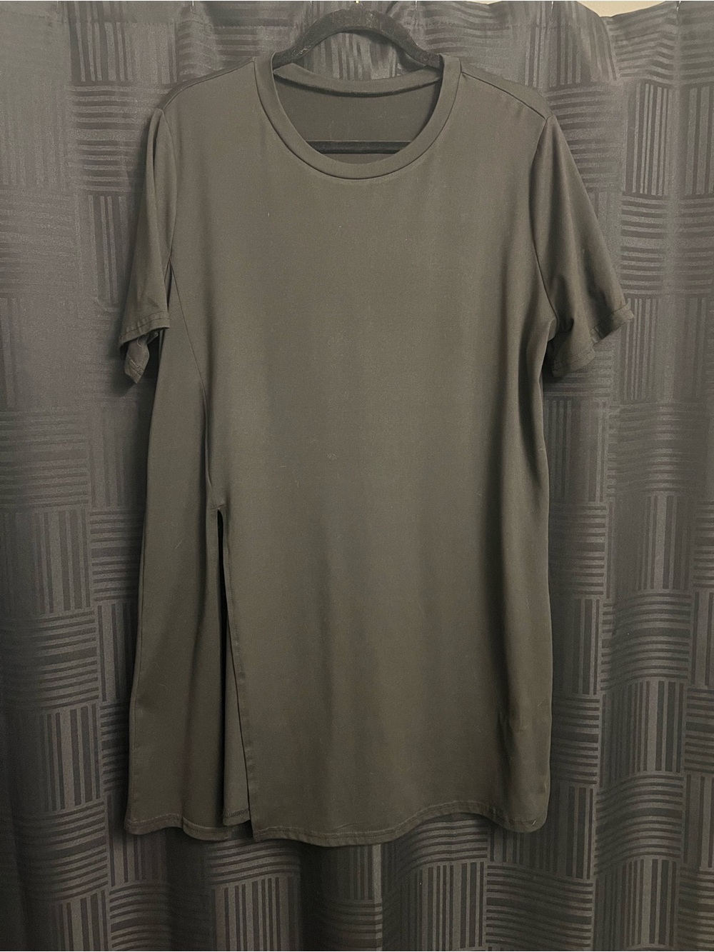 SHEIN Black Curve OXL Ribbed Tee Dress